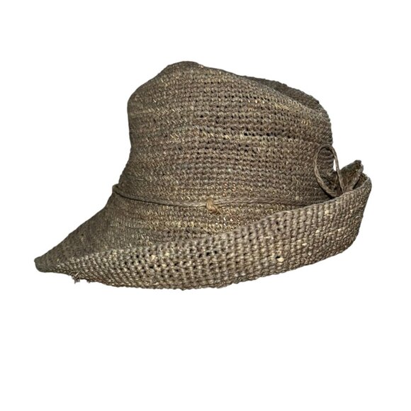 khaki straw very chic packable hat - Picture 1 of 4